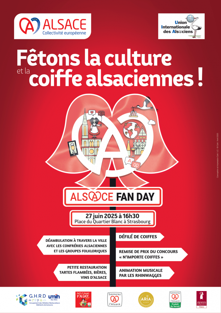 Affiche officielle de l’Alsace Fan Day 2025 : « Fêtons la culture et la coiffe alsaciennes ! »
