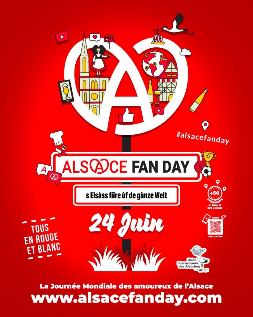 Affiche officielle de l’Alsace Fan Day 2024 : le cœur-A sur fond rouge