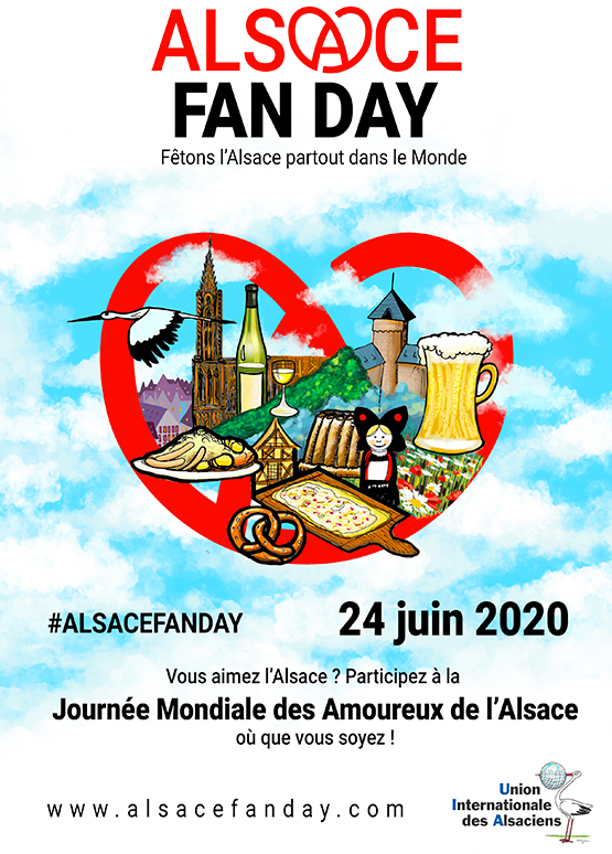 Affiche officielle de l’Alsace Fan Day 2020 : le cœur rouge sur un ciel bleu