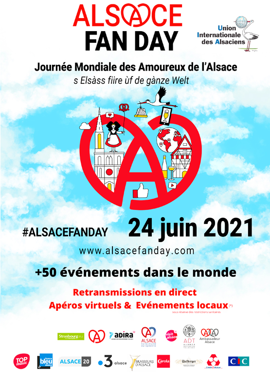 Affiche officielle de l’Alsace Fan Day 2021 : le A en forme de cœur et plus de 50 événements dans le monde